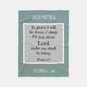 Personalized Baby, w Nighttime Prayer (Psalm 4:8) Fleece Blanket