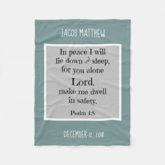 Personalized Baby, w Nighttime Prayer (Psalm 4:8) Fleece Blanket
