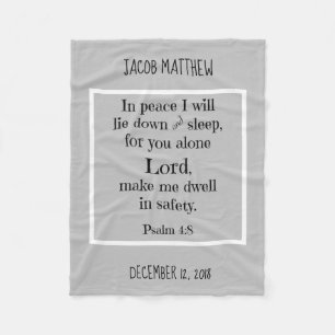Personalized Baby, w Nighttime Prayer (Psalm 4:8) Fleece Blanket