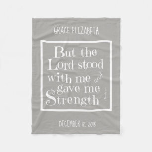Personalized Baby, w/ Verse from Timothy (grey) Fleece Blanket