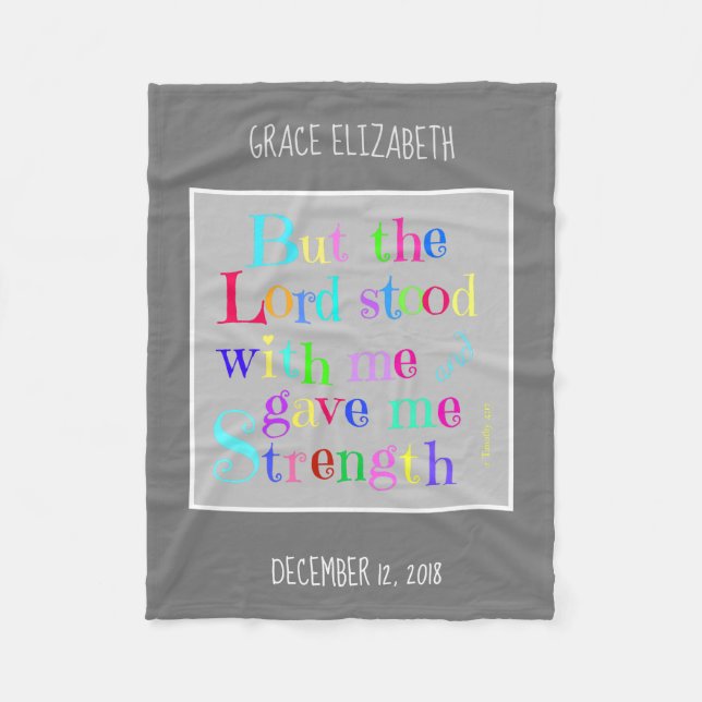 Personalized Baby, w/ Verse from Timothy (rainbow) Fleece Blanket (Front)
