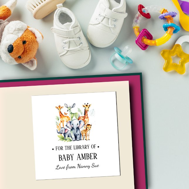 Personalized Baby Wild Animals Bookplate Sticker | (Creator Uploaded)