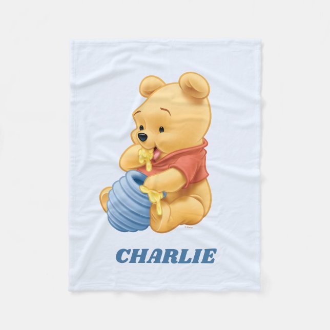 Personalized Baby Winnie the Pooh  Fleece Blanket (Front)