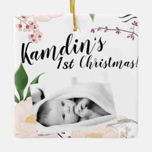 Personalized Baby XMAS Ornament Baby Pink Cosmos o