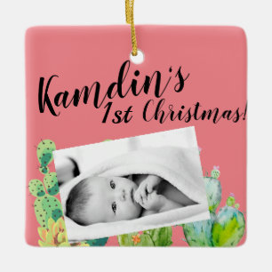 Personalized Baby XMAS Ornament Bohemian Cactus Su