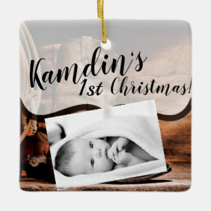 Personalized Baby XMAS Ornament Cowboy Boots Barn