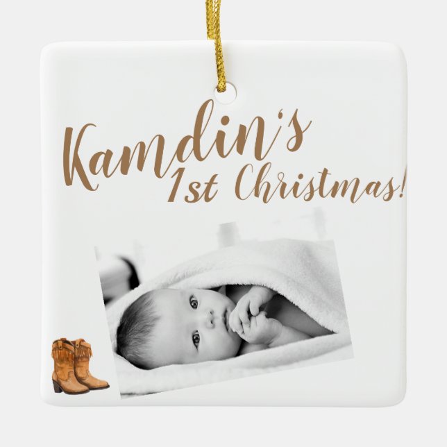 Personalized Baby XMAS Ornament Summer Country Wed (Front)