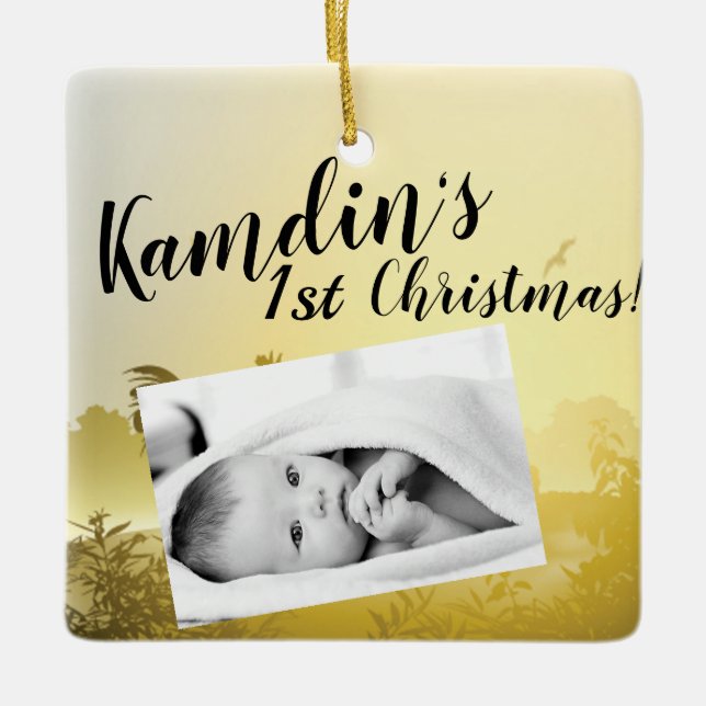 Personalized Baby XMAS Ornament Sunny Morning Farm (Front)