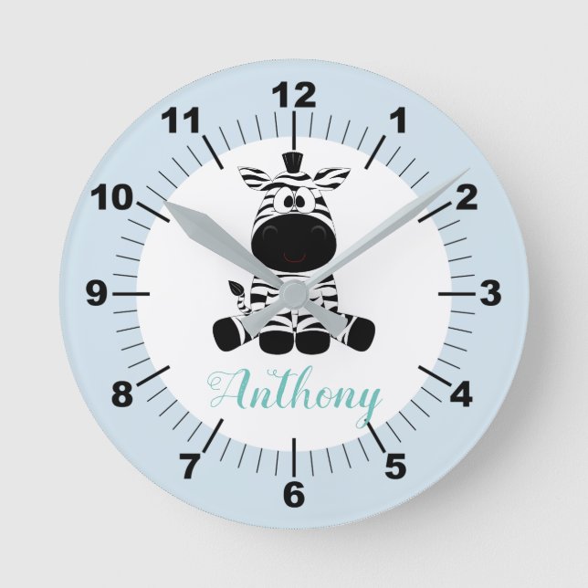 Personalized Baby Zebra Square Wall Clock (Front)