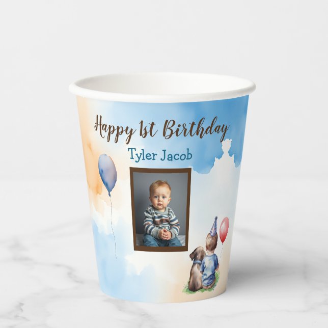 Personalized Baby's 1st Birthday Welcome Paper Cups (Front)