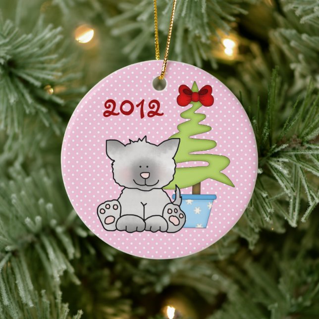 Personalized Baby's 1st Christmas Cat Ornament (Tree)