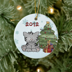 Personalized Baby's 1st Christmas Cat Ornament
