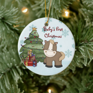 Personalized Baby's 1st Christmas Horse Ornament