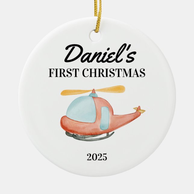 Personalized Baby's 1st Christmas Ornament, Baby's Ceramic Ornament (Front)