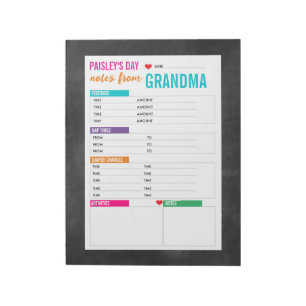 Personalized Baby's Day Sitter Notes