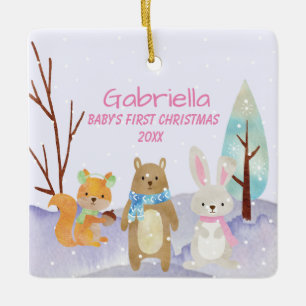 Personalized Babys First Christmas Animal Ornament