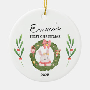 Personalized Baby's First Christmas, Bunny Gift Ceramic Ornament