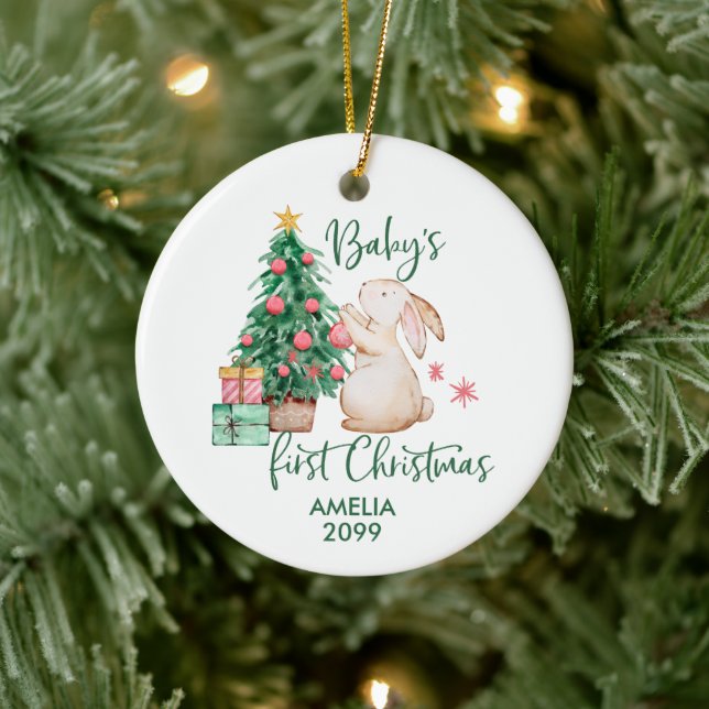 Personalized Baby's First Christmas Bunny Ornament (Tree)