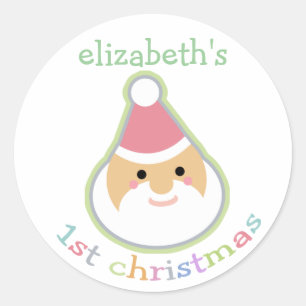 Personalized Baby's First Christmas Classic Round Sticker