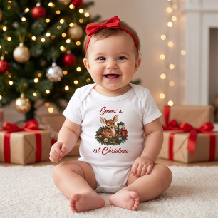 Personalized Baby's First Christmas Fawn Keepsake Baby Bodysuit