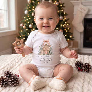 Personalized Baby's First Christmas,girl Baby Bodysuit