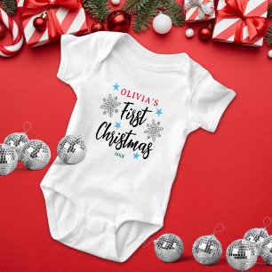Personalized Baby's First Christmas Holiday Baby Bodysuit