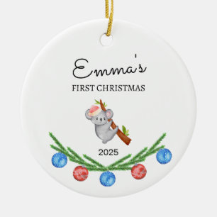 Personalized Baby's First Christmas, Koala Gift Ceramic Ornament