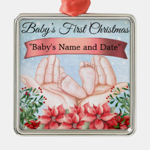 Personalized "Baby's First Christmas" Metal Ornament