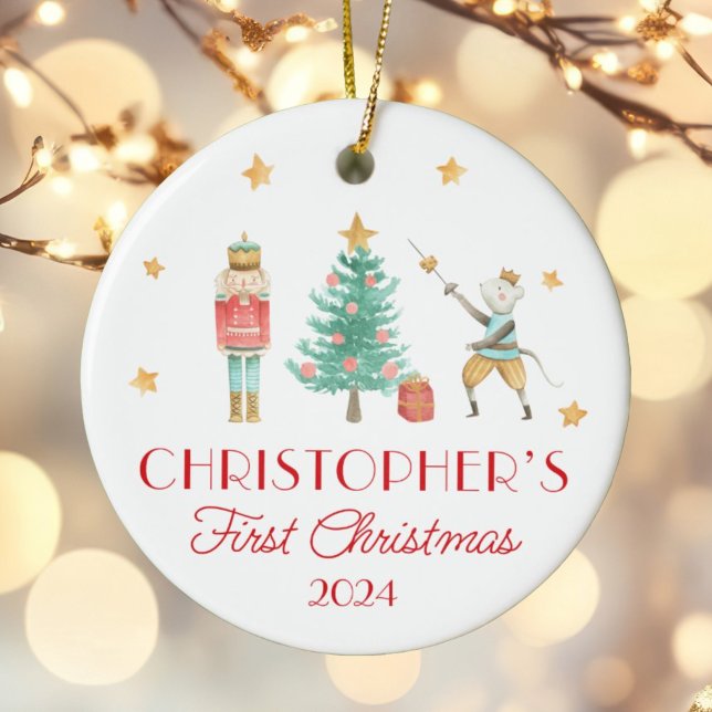 Personalized Baby's First Christmas Nutcracker Ceramic Ornament (Creator Uploaded)