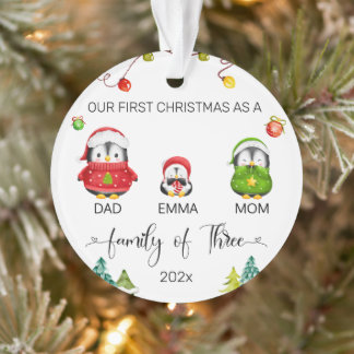 Personalized Baby's First Christmas Penguin Ornament