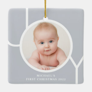Personalized Baby's First Christmas Photo Ceramic Ornament