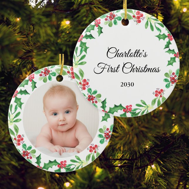 Personalized Baby's First Christmas Photo Ceramic Ornament (Creator Uploaded)