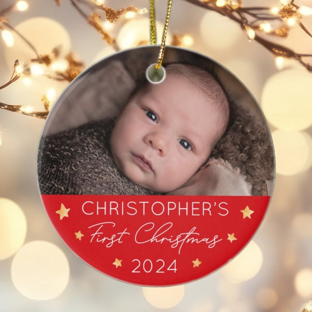 Personalized Baby's First Christmas Photo Ceramic Ornament (Creator Uploaded)