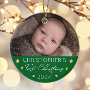 Personalized Baby's First Christmas Photo Ceramic Ornament