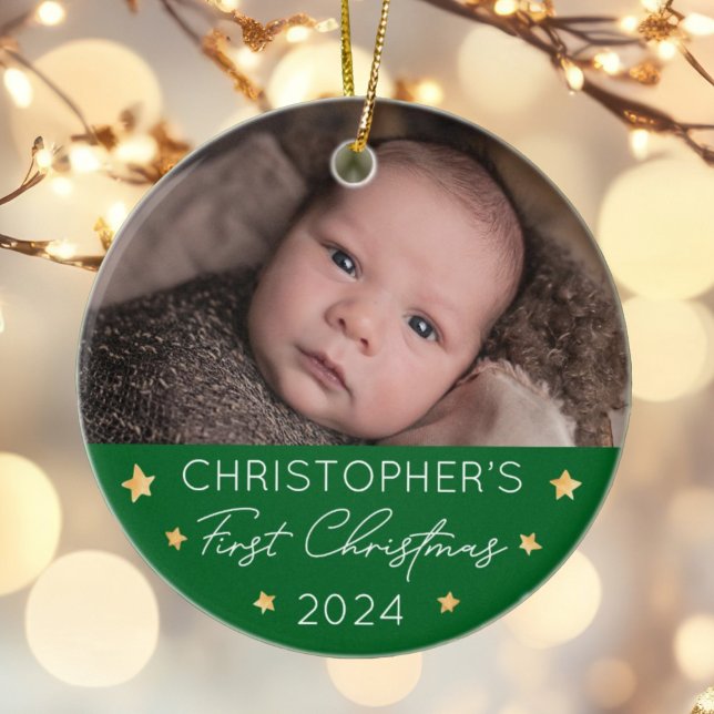 Personalized Baby's First Christmas Photo Ceramic Ornament (Creator Uploaded)