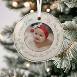 Personalized Baby's First Christmas Photo Glitter Glass Ornament<br><div class="desc">Commemorate your little one's first Christmas with a personalized photo ornament.  Use the template to edit text and add your photo!  Check out EmmyINK's Baby's First Christmas Collection for additional ornament options and gifts for your loved ones.</div>