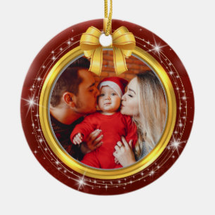 Personalized Baby's First Christmas Photo Keepsake Ceramic Ornament