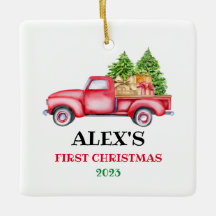 Personalized Baby's First Christmas Red Truck Xmas