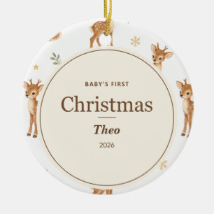 Personalized Baby's First Christmas Reindeer Ceramic Ornament