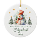 Personalized Baby's First Christmas Snowman