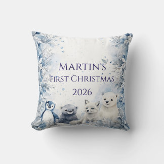 Personalized Baby's First Christmas Throw Pillow