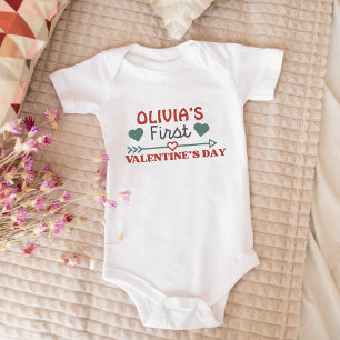 Personalized Baby's First Valentine's Day Cute Baby Bodysuit