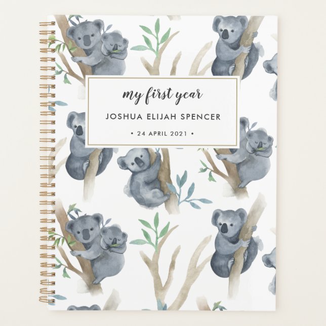 Personalized Baby's First Year Kaolas Planner (Front)