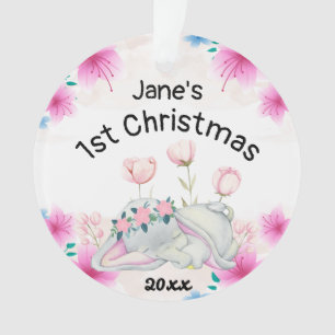 Personalized Baby's Girl First Christmas 2021 Ornament