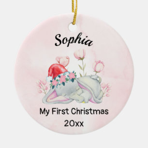 Personalized Baby's Girl My First Christmas 2021 Ceramic Ornament