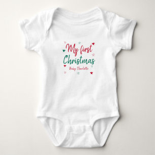 Personalized Babysuit Name 1st Christmas Day Baby Bodysuit