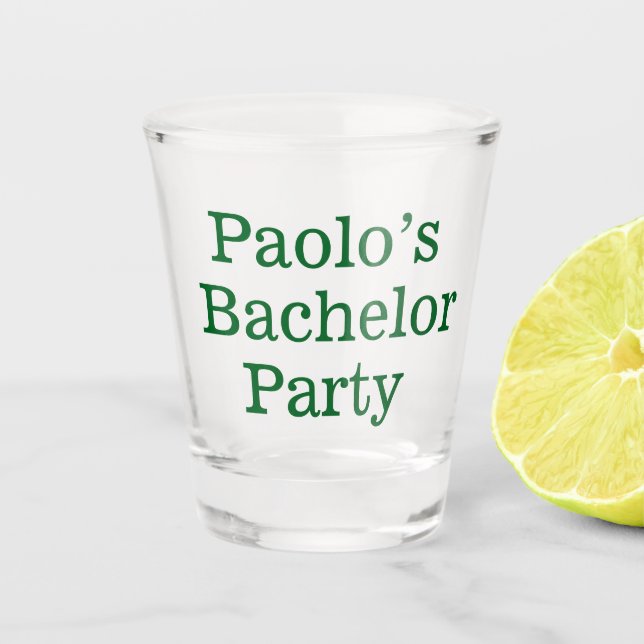 Personalized Bachelor gifts shot glass (Front)