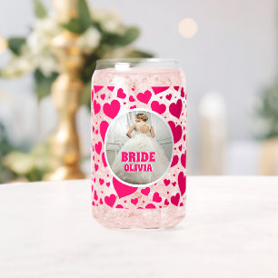 Personalized Bachelorette Bride Photo Name Can Glass