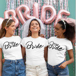 Personalized Bachelorette Bridesmaids Party Group T-Shirt<br><div class="desc">Are you looking for a unique and personalized gift for your upcoming wedding? Look no further than our personalized front and back team bride shirts! These shirts are perfect for the bride-to-be or any of her bridesmaids. Not only do they make great gifts, but they're also a fun way to...</div>