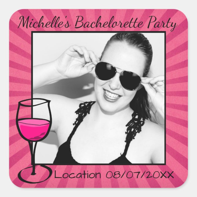Personalized Bachelorette Frame Square Sticker (Front)
